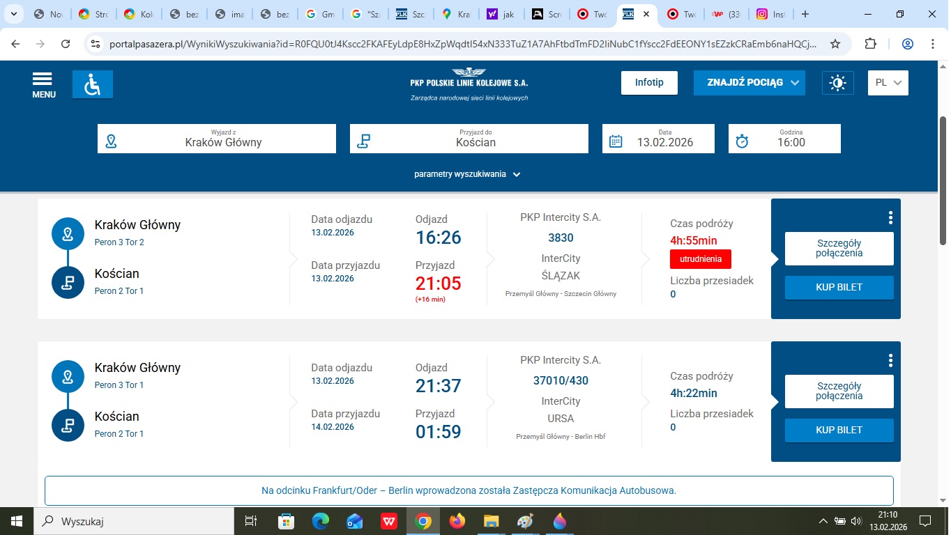 Pusta lista pociągów