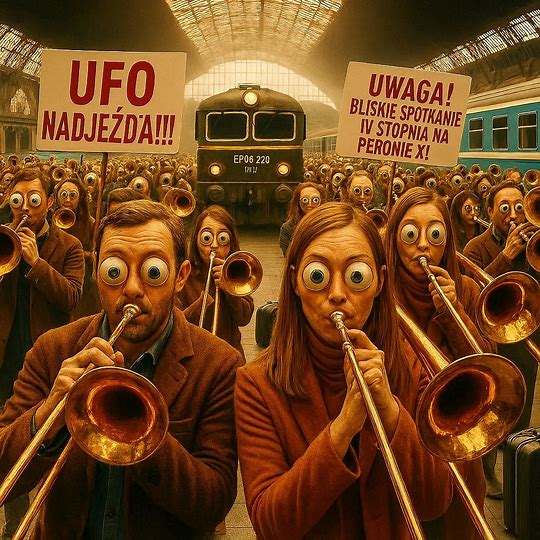 Tłum trąbi na tradycyjny pociąg